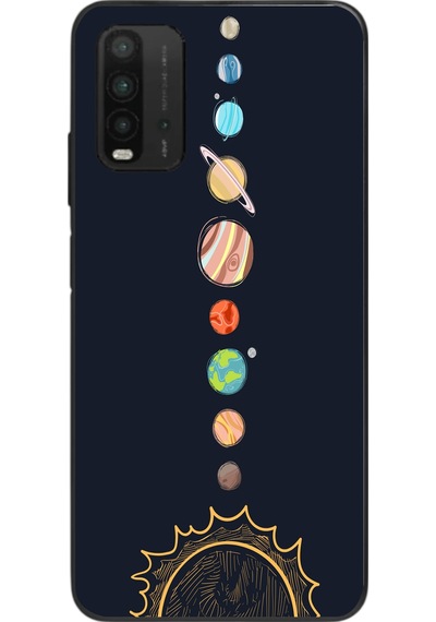 Redmi 9t Uyumlu Gezegenler Baskılı Silikon Kılıf Renkli