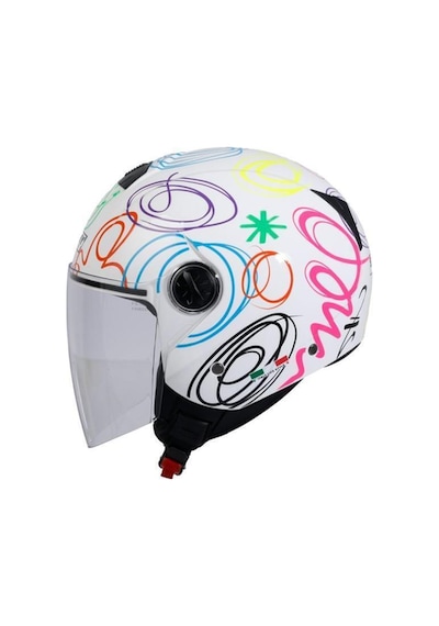 715 Kask Whıte Flower Ayna Vizörlü Beyaz