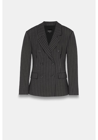 Kadın Antrasit Pens Detaylı Çizgili Blazer Antrasit