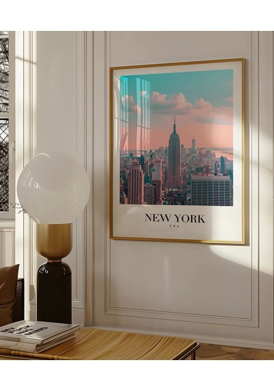 Çerçevesiz Poster New York Silüeti Gün Doğumu