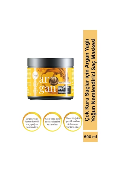 Seyo Active Hydration Argan Yağlı Nemlendirici Saç Maskesi 500 ML