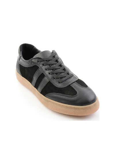 Bambi Siyah Hakiki Deri Kadın Sneaker K01649200303