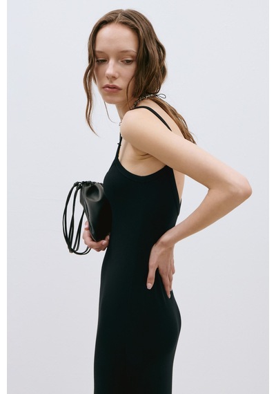 Suud Collection Siyah Rae Askılı Basic Elbise