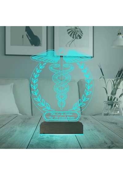 Luvivia Doktor Tıp Logo Tasarım Hediye Kişiye Özel 3d Lamba - Masa Gece Lambası