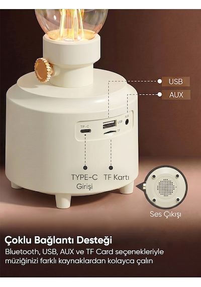 Mikado Md-1 Lüxound 1800mah 5w Beyaz Bluetooth-aux-usb-tf Card Destekli Işıklı Speaker