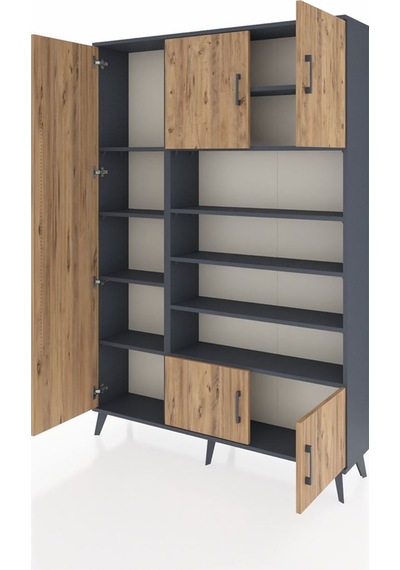 Arges Dolap 10 Raflı 5 Kapaklı 132x30x195 Antrasit-çam/antrasit Antrasit