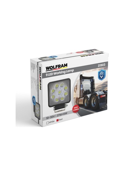 Wolfram 31903 12v-24v Çalışma Lambası 9led Kare