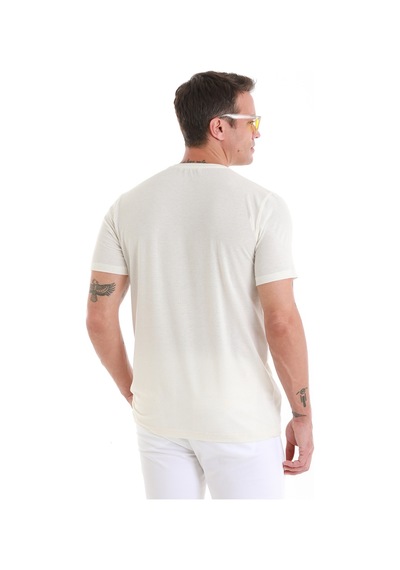 Hatemoğlu Ekru Regular Fit Düz Bisiklet Yaka Keten Tişört 35102024c007 048 Ekru