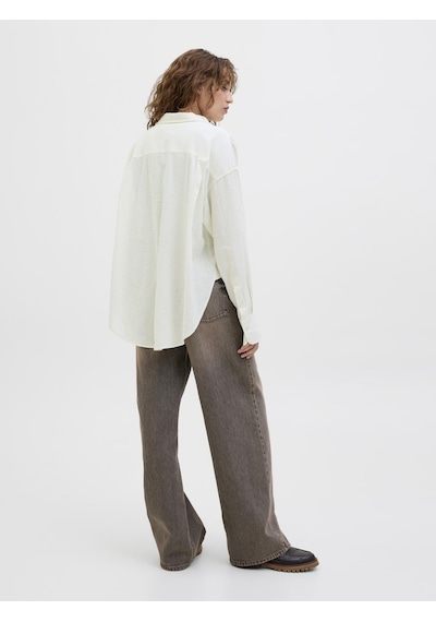 Jack & Jones Kadın Keten Karışımlı Gömlek - Jamie - 12269668 Blanc De Blanc