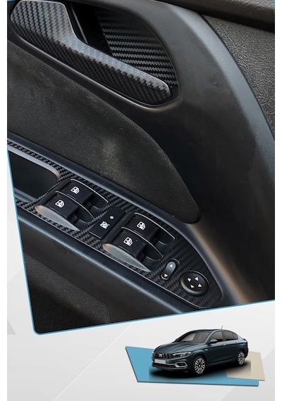 Fiat Egea Uyumlu İç Trim Kaplama Set Mat Karbon Siyah Kaplama Rengi - Siyah Karbon