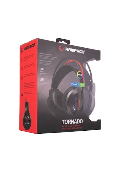Rampage RM-X7 TORNADO USB RGB 7.1 Mikrofonlu Kulak Üstü Oyuncu Kulaklık