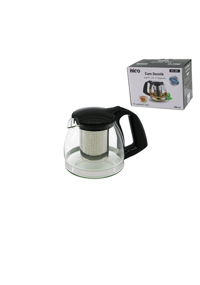 700ml Cam Demlik Çelik Süzgeçli - Plastik Kulp - Kapak - Krom Çerçeve 5615 Açık Krem