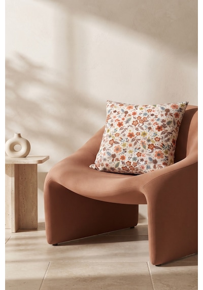Sonbahar Çiçekleri Renkli Botanik Desenli Dijital Baskılı Dekoratif Kırlent Kılıfı 42x42 Cm Çok Renkli