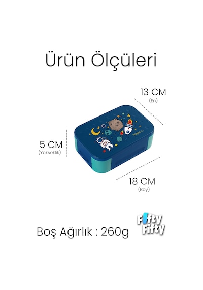 Vagonlife 900 Ml Tek Kat 3 Bölme Çocuk Beslenme Kutusu -ffb1270 Mavi