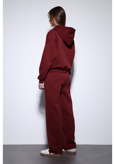Antioch Fermuarlı Kapüşonlu Kadın Sweatshirt Bordo