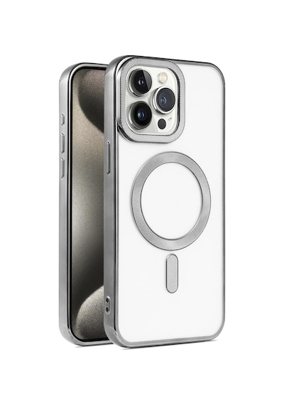 Apple Uyumlu iPhone 15 Pro Max Kılıf Pütür Dizayn Magsafe Şeffaf Krns Case