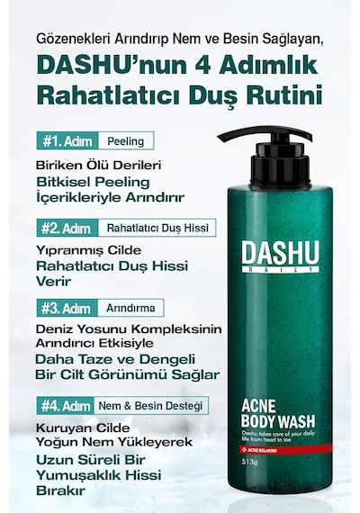 Akneye Eğilimli Ciltler İçin Nazik Peeling Etkili Duş Jeli Daily Acne Relax Body Wash Diğer