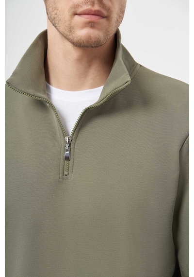 Morven Erkek Haki Fermuarlı Bato Yaka Sweat-shirt 25ks063001710 Haki Haki