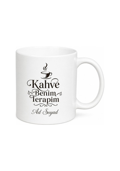 Kahve Benim Terapim İngilizce Kupa Bardak Hediye Beyaz