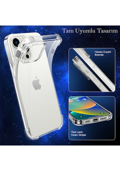 Apple Uyumlu iPhone 14 Pro Max Kapak Antishock Airbag Köşe Korumalı Silikon Şeffaf Kılıf