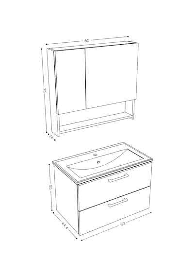 Teta Home Batum 65 Cm Mdf Banyo Dolabı Seti Beyaz Beyaz