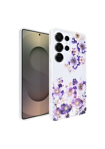 Samsung Galaxy Uyumlu S23 Ultra Kılıf Solmayan Imd Baskı Desenli, Şeffaf Tpu+pc Botanik Kapak