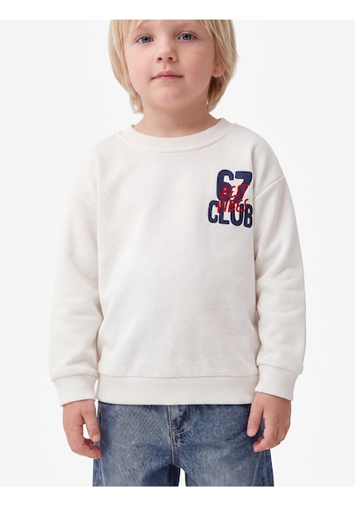 Koton Baskı Detaylı Bisiklet Yaka Uzun Kollu Şardonlu Sweatshirt Ekru 7wmb10123tk