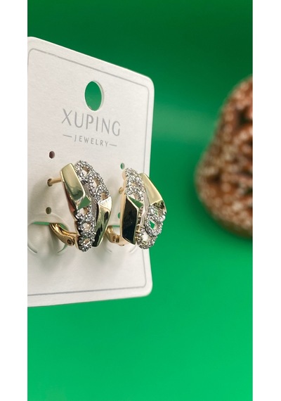 Xuping Rose Gold Zincir Desenli Zirkon Taşlı Çelik Kadın Küpe Gold