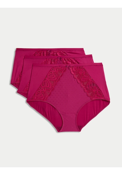 Marks & Spencer 3'lü Amelia Dantelli Full Brief Külot T61005781F Bordo