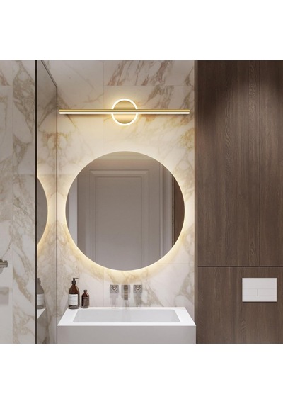Teknozeel Modern Dekoratif Led Günışığı Duvar Ayna Resim Aplik Aydınlatma 38cm Eskitme Pil Dahildir Gold Sarı