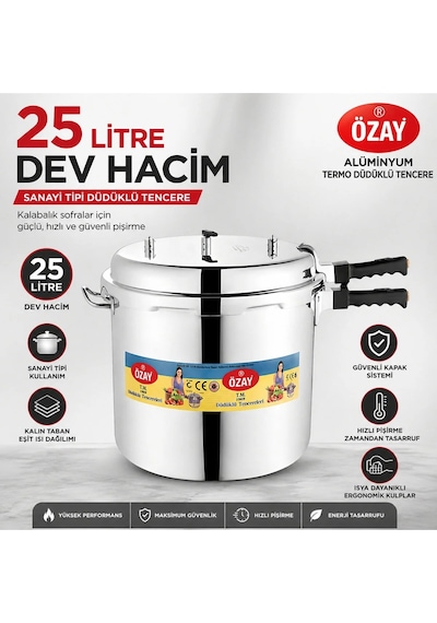 Özay Termo Düdüklü Tencere 25 Litre Aliminyum