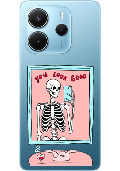 Redmi Note 14 4g Uyumlu You Look Good İskelet Tasarımlı Baskılı Silikon Kılıf Renkli