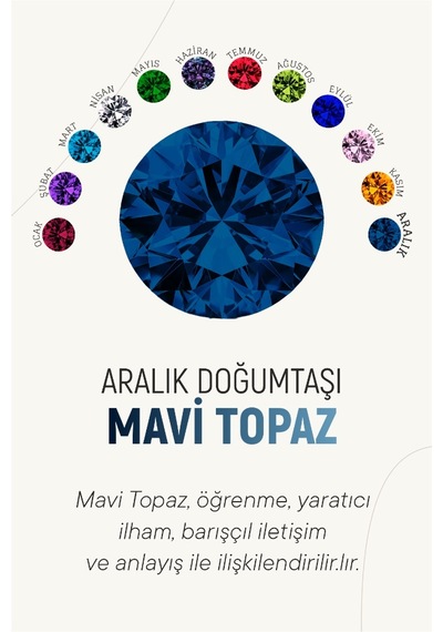 Aralık Mavi Topaz Doğum Taşı Rose Tektaş Çivili Gümüş Küpe