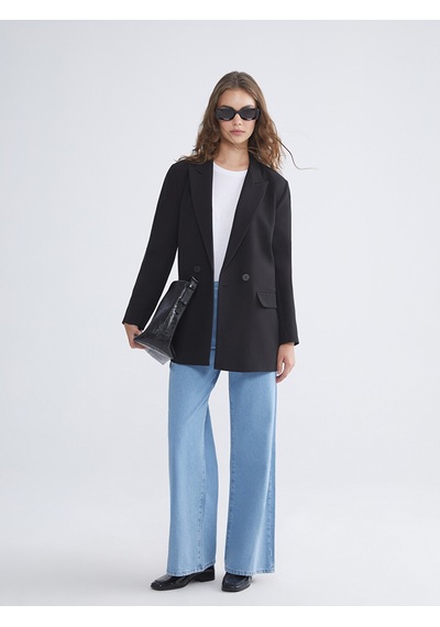Lcw Modest Siyah Düğme Detaylı Kadın Blazer Ceket