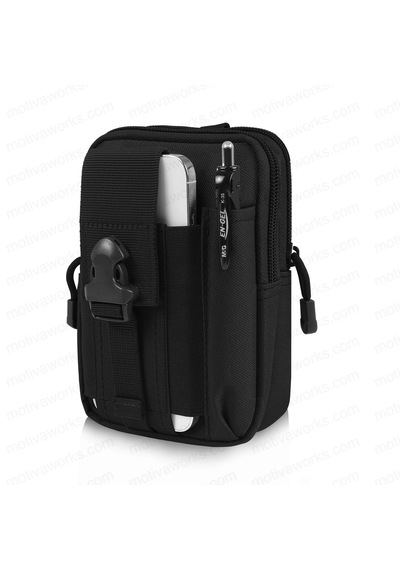 Motiva 18cm Taktik Modüler Mini Siyah Göğüs Telefon Molle Çantası