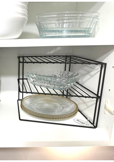 2 Katlı Dolap İçi Tabak Düzenleyici Metal Raf Metal 20 X 20 Siyah Tr Diğer