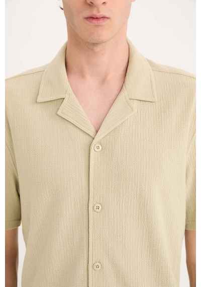 Defacto 	Modern Fit Polo Yaka Dokulu Penye Kısa Kollu Gömlek C4125AX25SM Haki