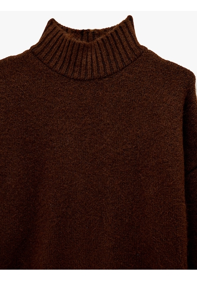 Koton Dik Yaka Uzun Kollu Oversize Triko Kazak Kahverengi 6sak90091ht Kahve