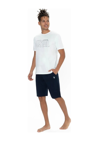 U.s. Polo Assn. Erkek 3'lü %100 Pamuk Pijama Takımı Ekru