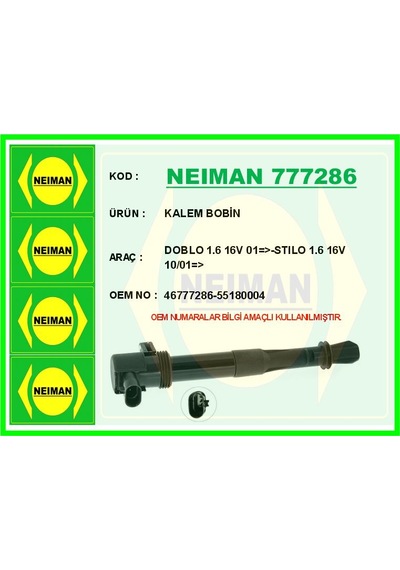 Bescher Ateşleme Bobini Fıat Doblo 01 Palıo 01 Stılo 01 08 1.6 16 V Kalem Bobin Neıman 777286 46777286 55180004