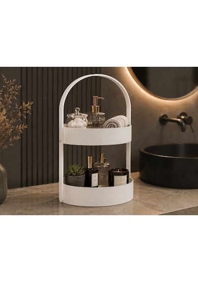3d Baskı İki Katlı Banyo Düzenleyici - Taşınabilir Organizer Ve Saklama Standı-beyaz Çok Renkli
