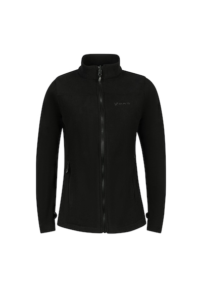 2As Cara Kadın Tam Fermuarlı İnce Polar Sweatshirt Siyah Siyah