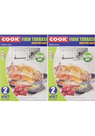 Cook Fırın Torbası, Büyük Boy 45 Cm X 50 Cm 2 Adet/kutu İçi 2li Paket Diğer