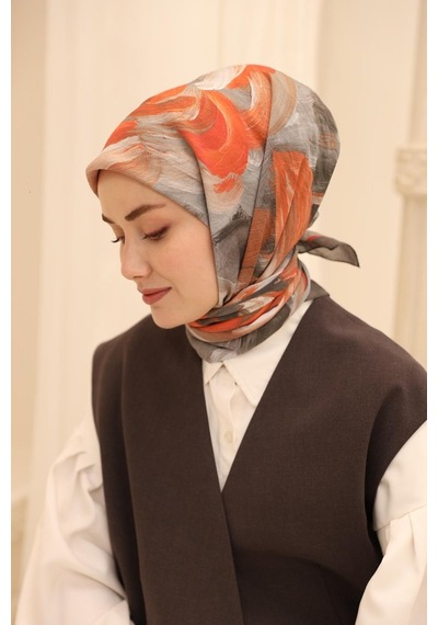 Silk Home Akrilik Desen Olinda İpek Eşarp Gri