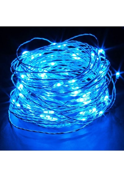 10 Metre Su Geçirmez Parlak Canlı Mavi Işık Micro Dökme Led Ultra Mavi Pilli Led Işık Sabit Yanar Mavi