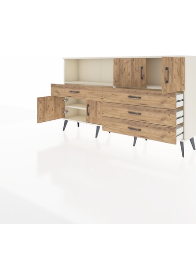 Arges Konsol 2 Raflı 4 Çekmeceli 4 Kapaklı 176x30x99 Aytaşı-çam Atlas Çam/atlas Çam - Aytası