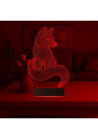 Luvivia Dekoratif Tilki Tasarım 3d Lamba - Masa Gece Lambası Şeffaf