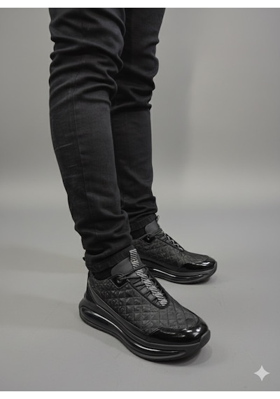 Marcomen Lastik Bağcıklı Paraşüt Parçalı Köpük Taban Erkek Sneaker Ayakkabı 22491 Siyah