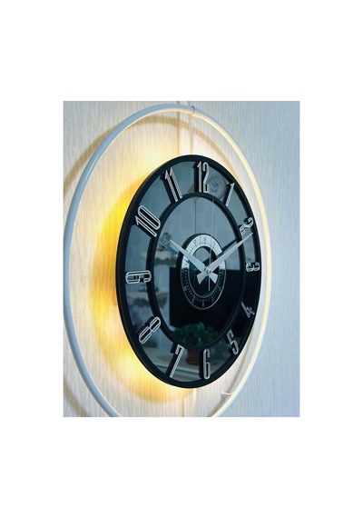 Pey Aksesuar Metal Camlı Duvar Saati 50 X 70 Cm Orta Boy Işıklı Gerçek Cam M51-beyaz-füme-siyah-gümüş M51-beyaz-füme-siyah-gümüş