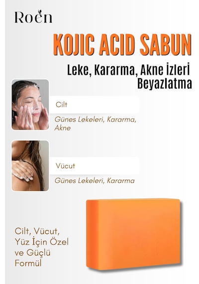 Doğal Kojik Asit Sabunu, Cilt Beyazlatıcı, Leke Giderme, Kararma, Akne, Güneş Lekeleri 110gr Kokusuz
